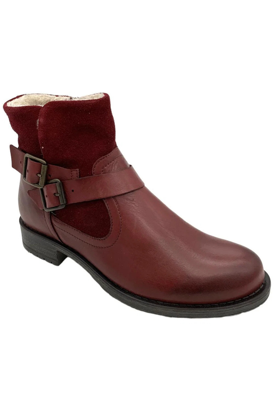 Miz Mooz Women's Leather Cozy Lined Ankle Boots Portage Bordeaux - Medium
